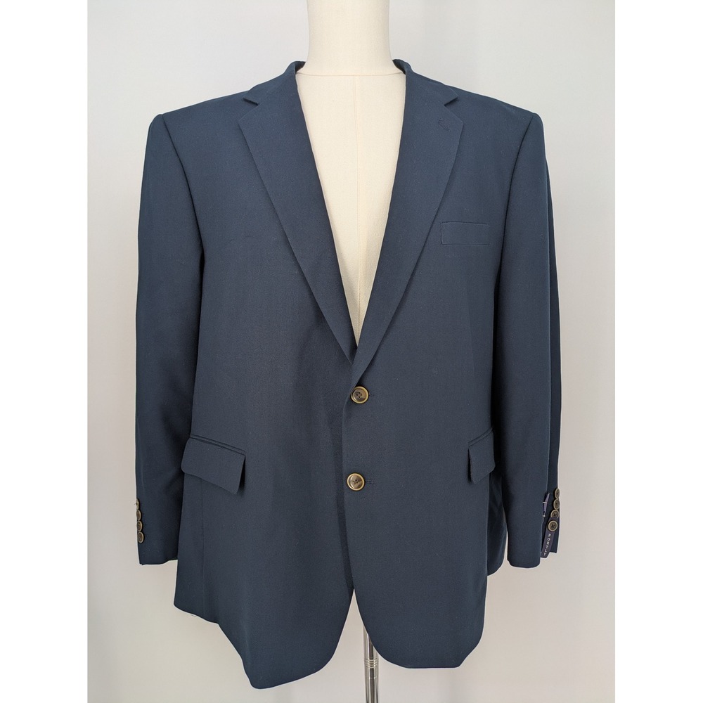 Adolfo Suit Jacket Mens 50‎ Portly Short Navy Blue Microtech Blazer NWT C8102JPT